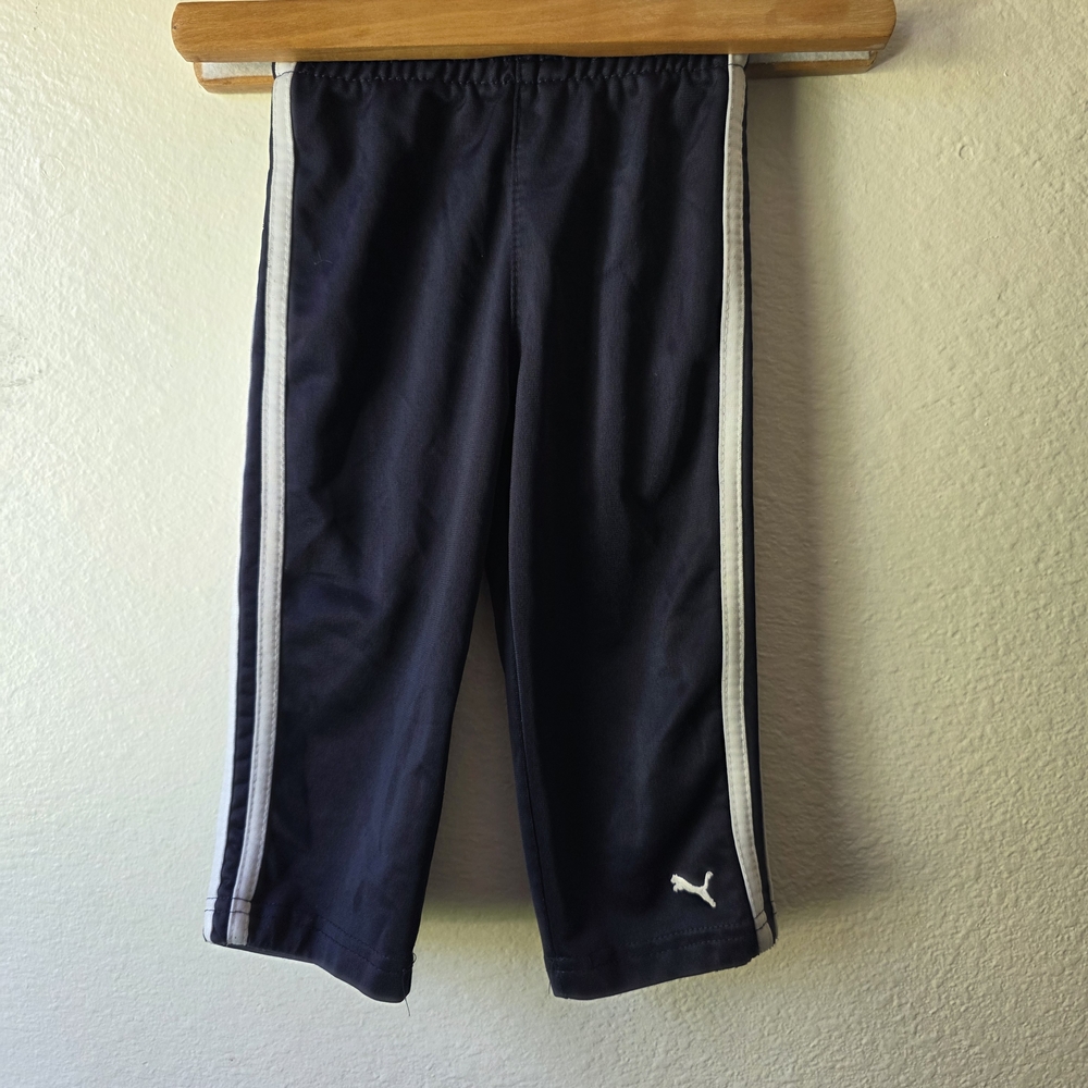 Puma Black Track Pants with White Stripes